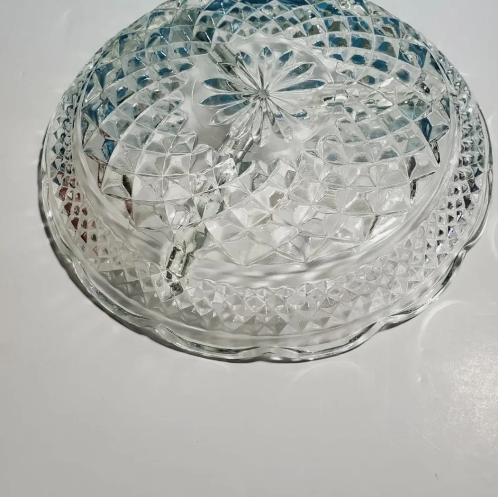 Vintage Relish Dish Anchor Hocking Wexford Clear 3-Part Heavy Pressed Glass - Picture 4 of 6